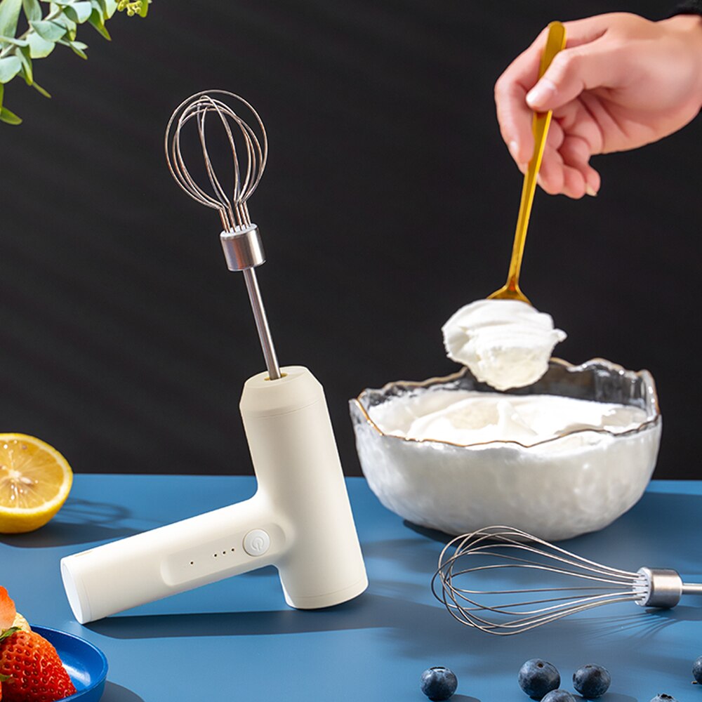 Hand Mixer Electric - 1 個ワイヤレス電動フードミキサーポータブル 3 速度卵ビーターベーキング生地ケーキクリームミキサーキッチンツール
