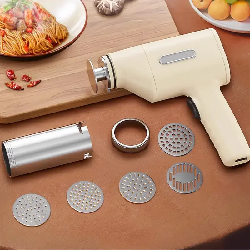 Pasta Machine Electric - 家庭用電気コードレスパスタメーカーマシン自動ヌードルメーカーキッチン用 5 パスタ形状取り外し可能簡単にきれいなパスタメーカー