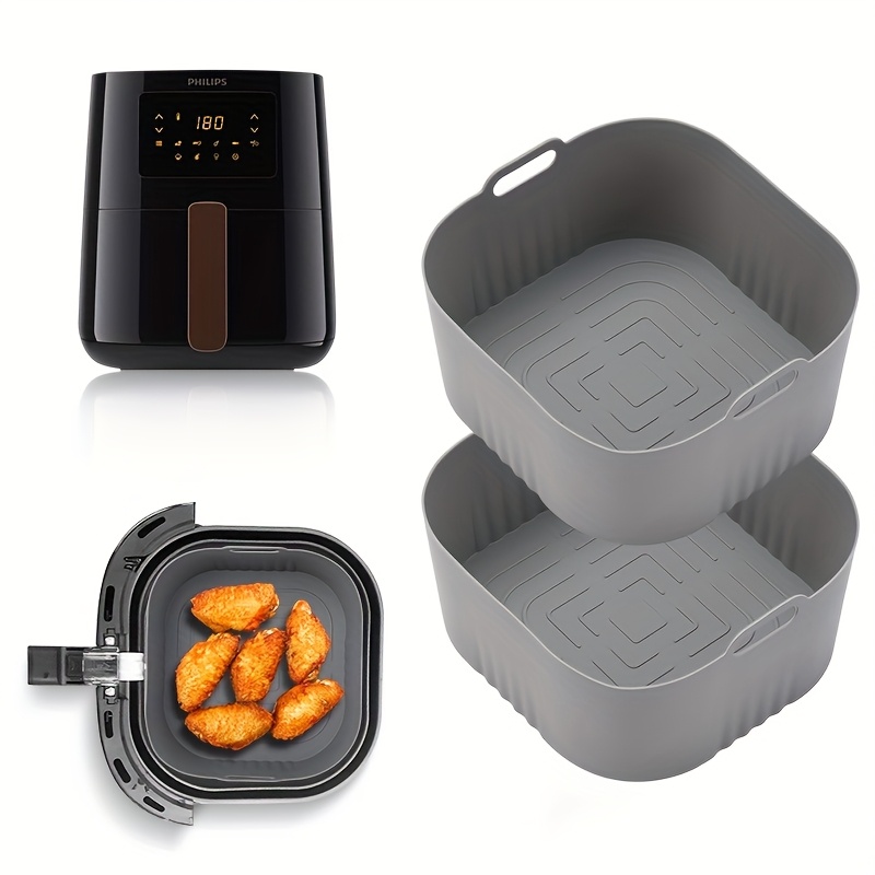 Philips Air Fryer Hd9252 - 2個の正方形エアフライヤーシリコンベーキングトレイ、シリコンライニングフィリップスHD9252 HD9200 HD9255、ミニケーキ型パンパン用