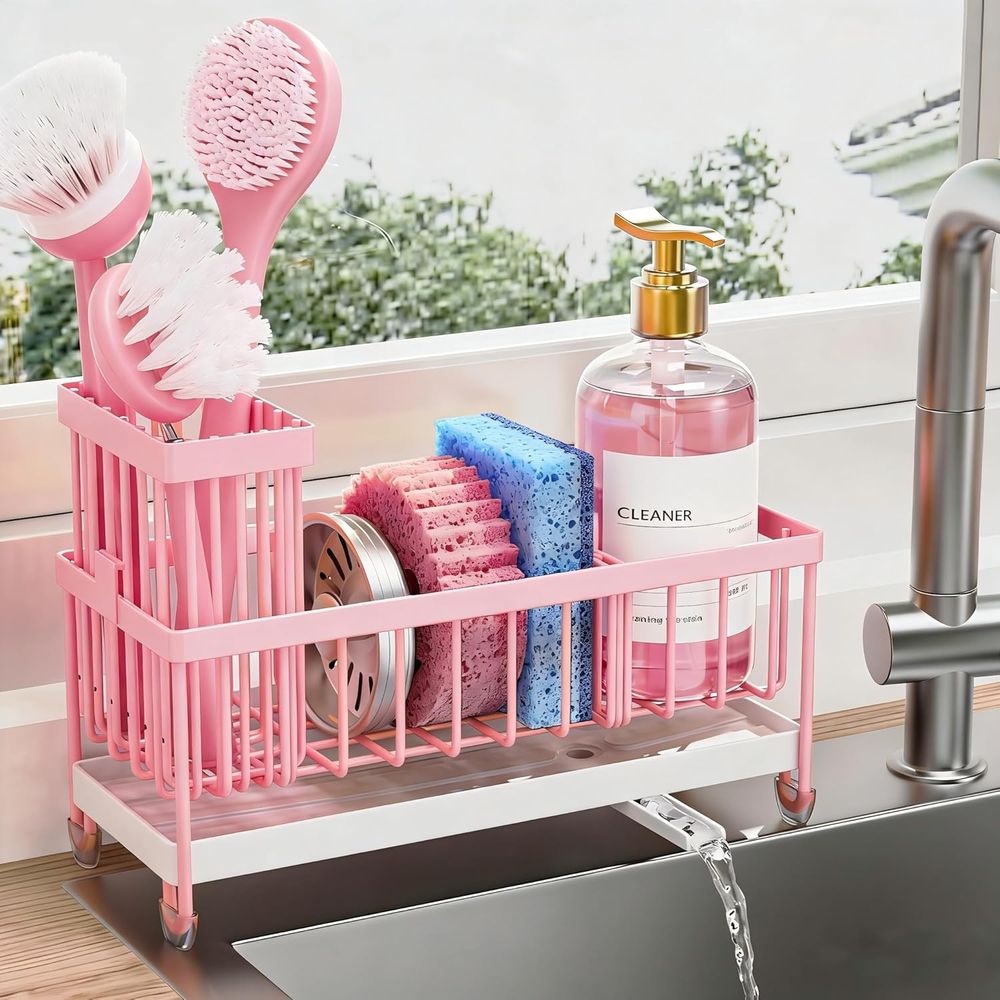 Kitchen Appliances Organizer - スポンジホルダーまたはキッチンシンク、ハイブラシホルダー付きシンクキャディオーガナイザー、キッチンカウンターオーガナイザーと収納必需品