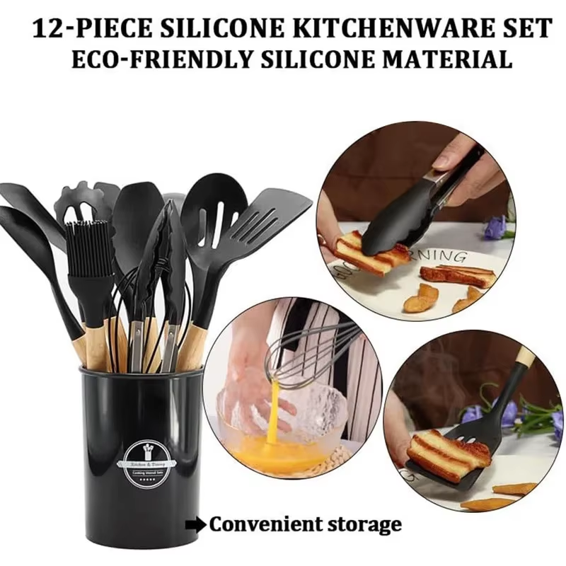 12個入りキッチン用品セット シリコン製スパチュラセット 木 - Kitchen Appliances Combo のレビューと価格