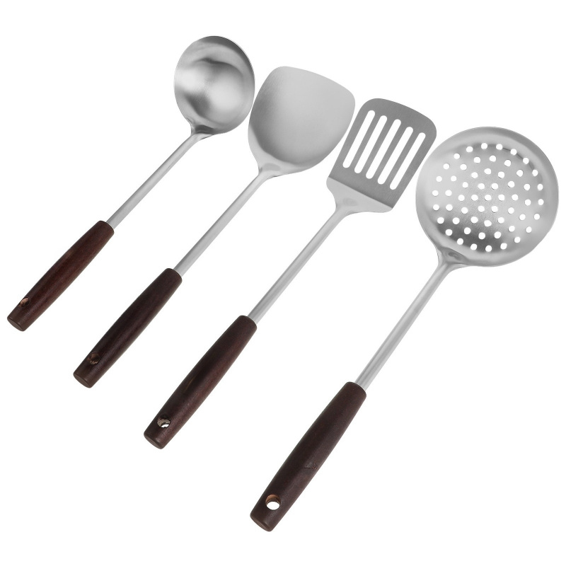 ステンレス製木製ハンドル付きキッチン用品セット、長柄スパチュ - Kitchen Appliances Combo のレビューと価格