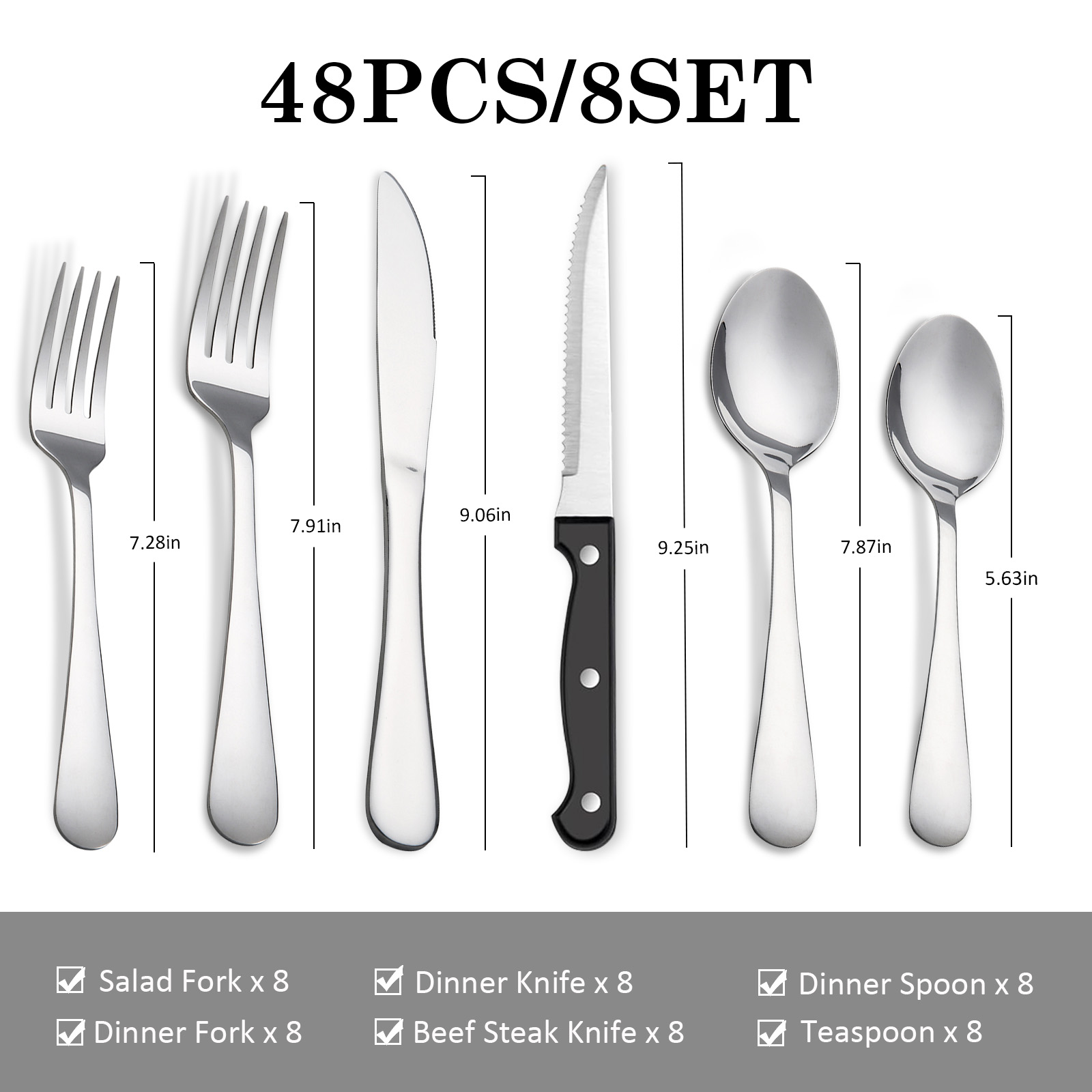 KOOMADE 48ピース ステンレス製カトラリーセット ス - Kitchen Appliances Combo のレビューと価格