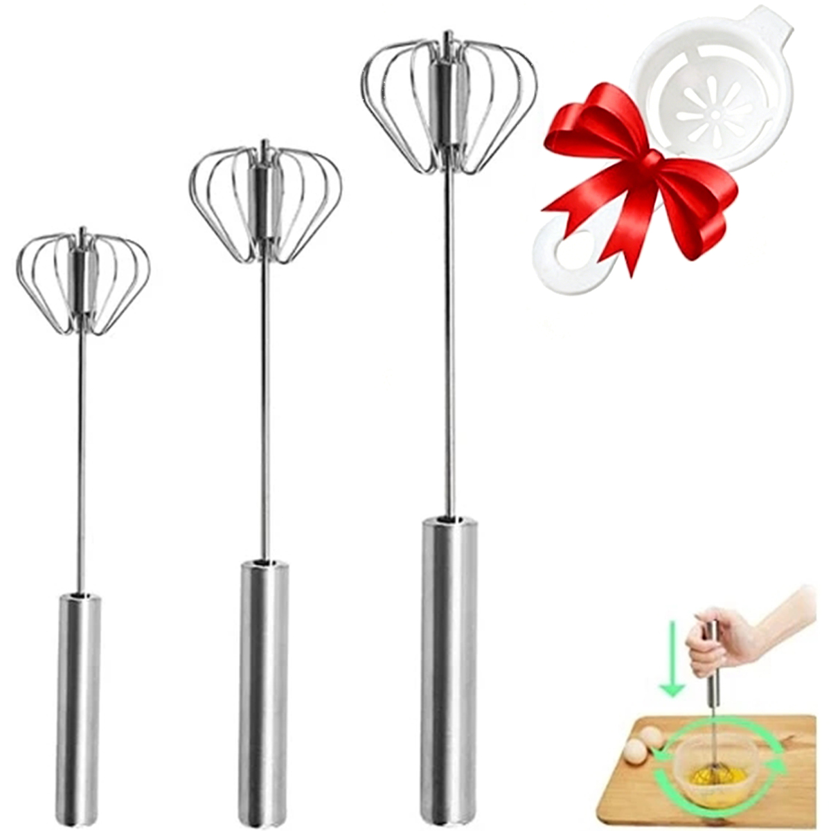 1/3 個ステンレス鋼エッグビーター耐久性のある半自動エッグ - Kitchen Appliances For Sale のレビューと価格